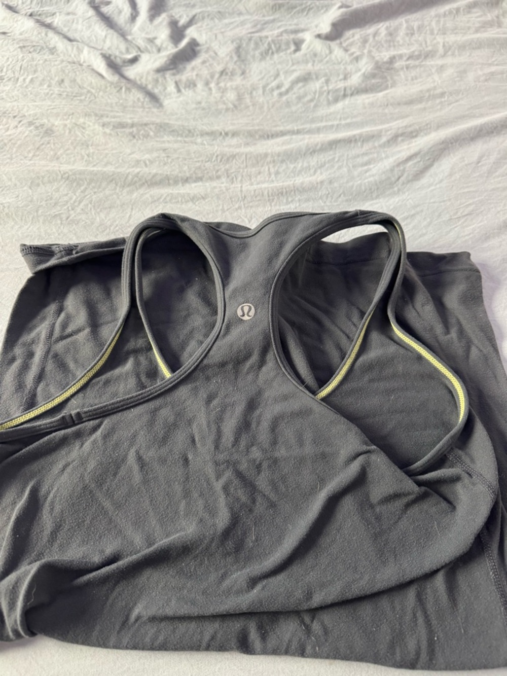 lululemon athletica Black Racerback Tank with Yellow Trim
